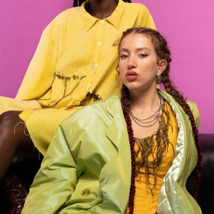 Green embroidered bombers in Taffeta