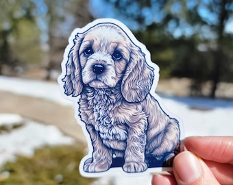 Cocker Spaniel Puppy Glossy Die Cut Sticker, Cute puppy Stickers