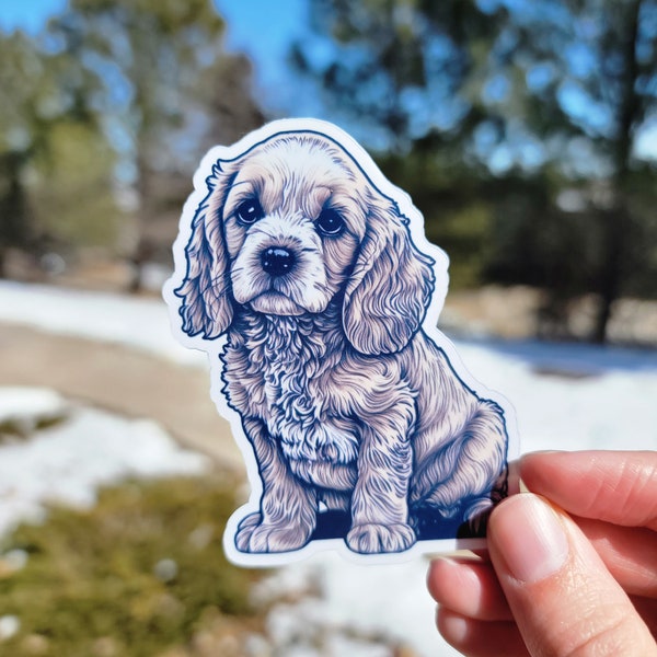 Cocker Spaniel Puppy Glossy Die Cut Sticker, Cute puppy Stickers