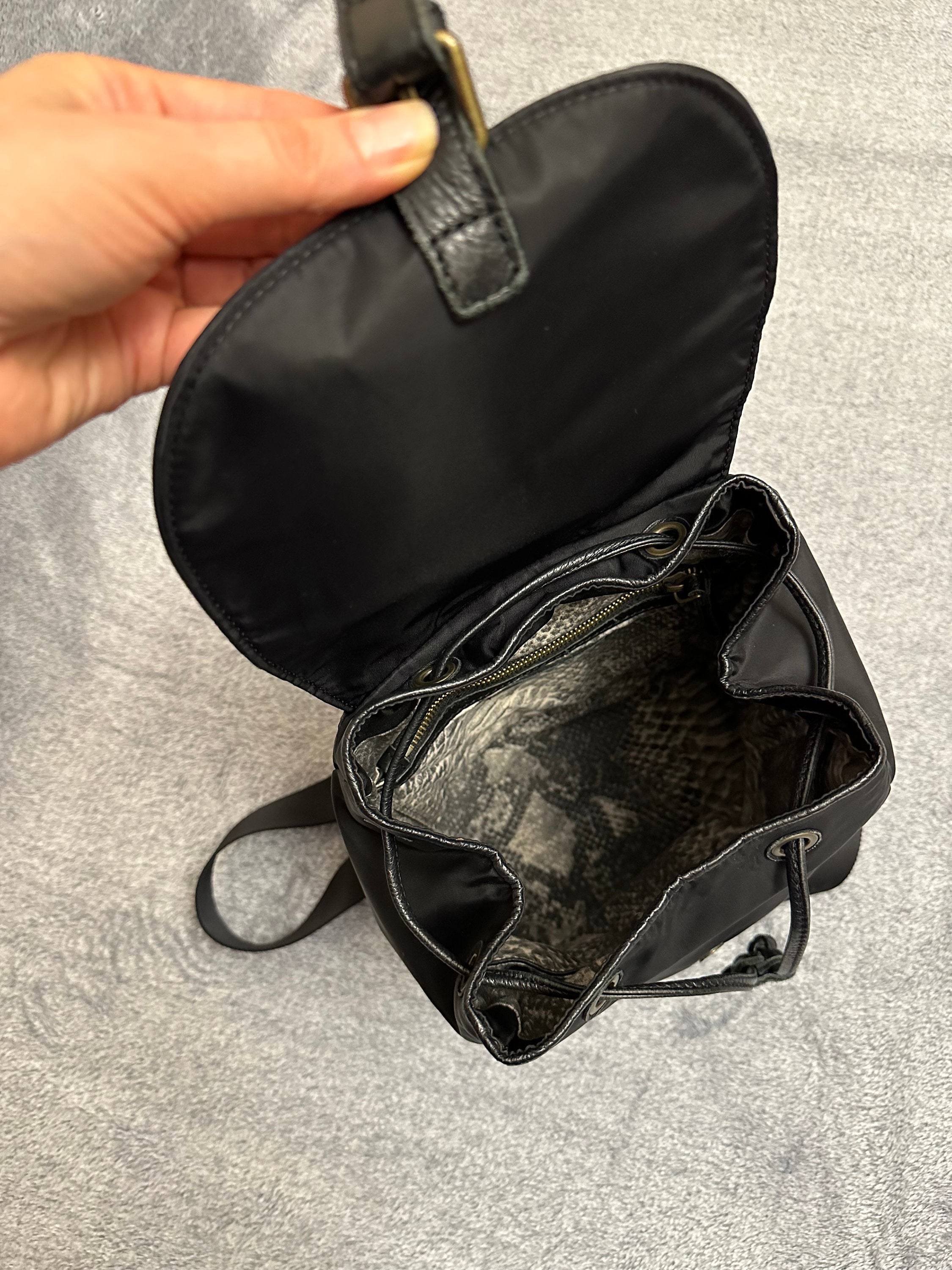 LIEBESKIND BERLIN Black Nylon/leather Womens Backpack Sz 
