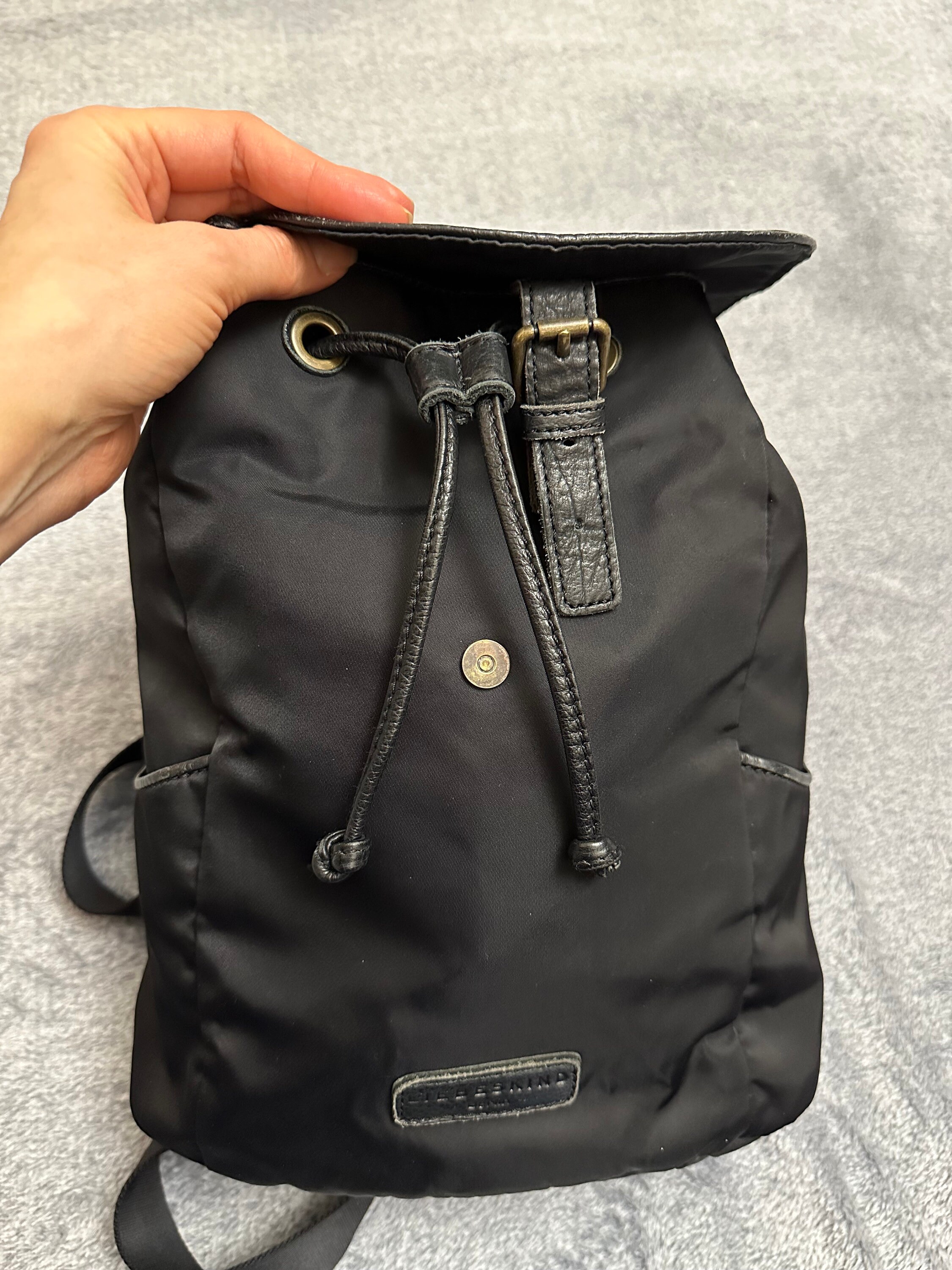 LIEBESKIND BERLIN Black Nylon/leather Womens Backpack Sz 