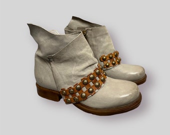 Bottines en cuir gris pour femme AS98 Airstep NWT, pointure 35