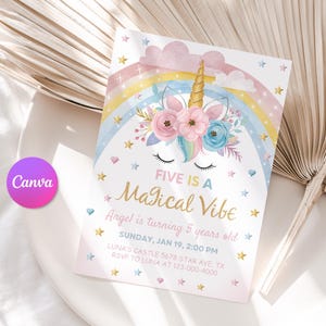 Unicorn Birthday Invitation, Unicorn Invitation, Rainbow Unicorn Birthday Invite, Pastel Unicorn Invitation Printable 2nd 3rd 4th 5th 6th