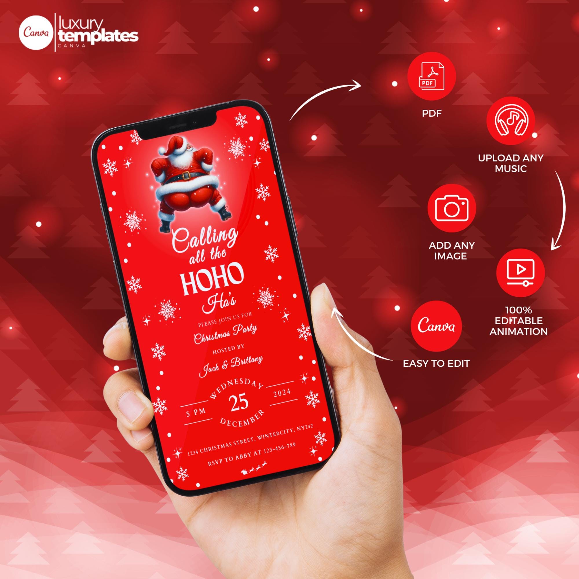 Rosa Weihnachtsbanner – „Calling All You Ho Ho Hos“ – 180x110 Cm – Disco Santa, Schleifen & Martini – Für Mädchen-Partys