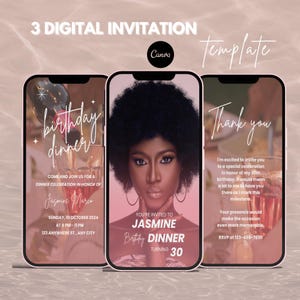 Digital Birthday Dinner invitation, Birthday Dinner, Digital Birthday Party Invite, Editable Template, Text, Birthday Party, text evite