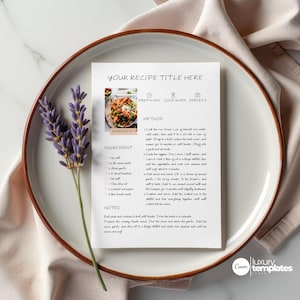 Simple Recipe Card Template | Editable and Printable | A4/US letter | Canva Template MINIMAL Recipe Card Template Simple Recipe card