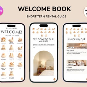 Digitales Airbnb Willkommens-Buch | Mobile Printable Anleitung Vorlage | Bearbeitbares Gästebuch | VRBO, FeWo 2 | Canva Vorlage