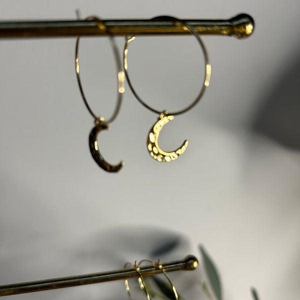 Gold hooped moon earrings