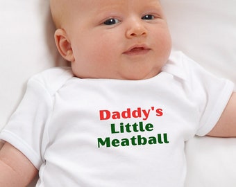Baby Boy Coming Home Outfit, Daddy's Little Meatball Infant Baby Bodysuit, Funny Kids Italian Tshirt, New York Tee, Ironic Meme Shirt