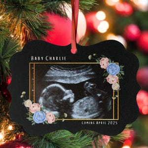 Baby Ultrasound Ornament, Pregnancy Announcement, Custom Sonogram Christmas Photo, Unique Xmas Gift, New Grandparent, First Time Mom and Dad