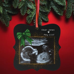 Baby Ultrasound Ornament, Pregnancy Announcement, Custom Sonogram Christmas Photo, Unique Xmas Gift, New Grandparent, First Time Mom and Dad