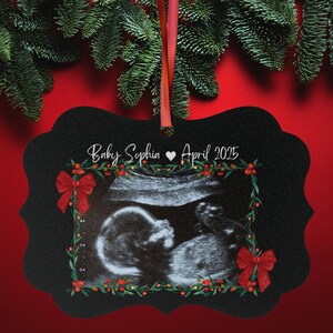 Baby Ultrasound Ornament, Pregnancy Announcement, Custom Sonogram Christmas Photo, Unique Xmas Gift, New Grandparent, First Time Mom and Dad