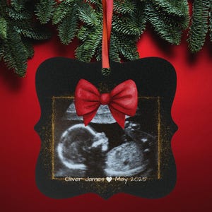 Baby Ultrasound Ornament, Pregnancy Announcement, Custom Sonogram Christmas Photo, Unique Xmas Gift, New Grandparent, First Time Mom and Dad