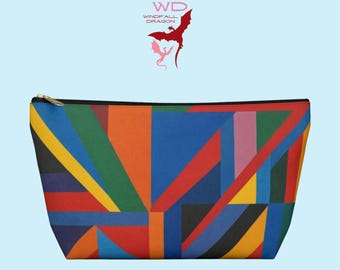 Neceser geométrico: bolsa de viaje con diseño de arte moderno y colorido