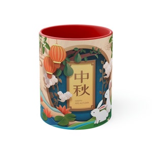 Mid Autumn Festival Mug, Rabbit Mug Autumn Festival, Mugs Rabbits Autumn Festival, Mugs Rabbits,