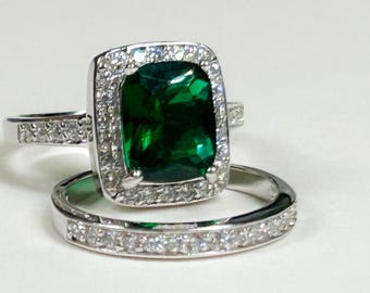 Helenite Stacked Ring Set: Mount St. Helens Obsidian, Size 7