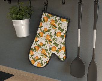 Gants de cuisine oranges, Gants de cuisine floraux oranges, Gants de cuisine floraux oranges,