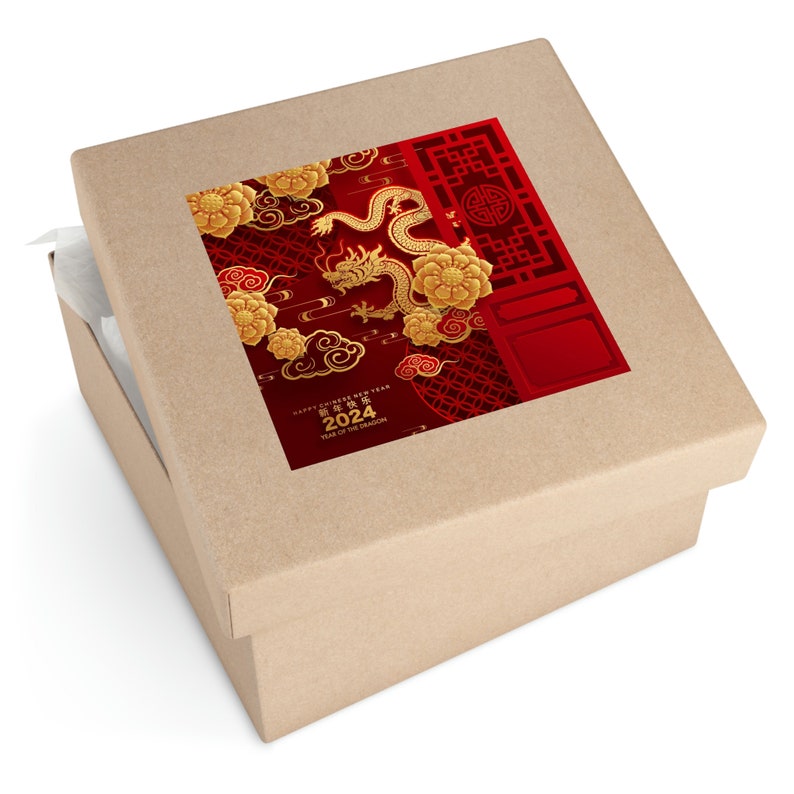 Dragon 2024 Square Stickers, Dragon Stickers 2024, Lunar New Year 2024