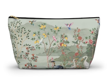 Floral Accessory Pouch, Elegant Makeup Bag, Travel Organizer, Nature-Inspired Clutch, Gift for Her