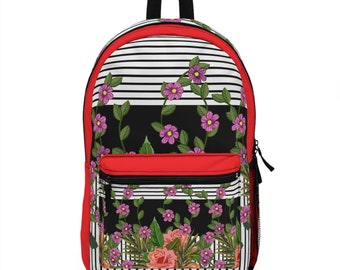 Bold Floral Backpack, Womens Backpack Floral Red, Red Backpack Womens Floral, Backpacks Floral,