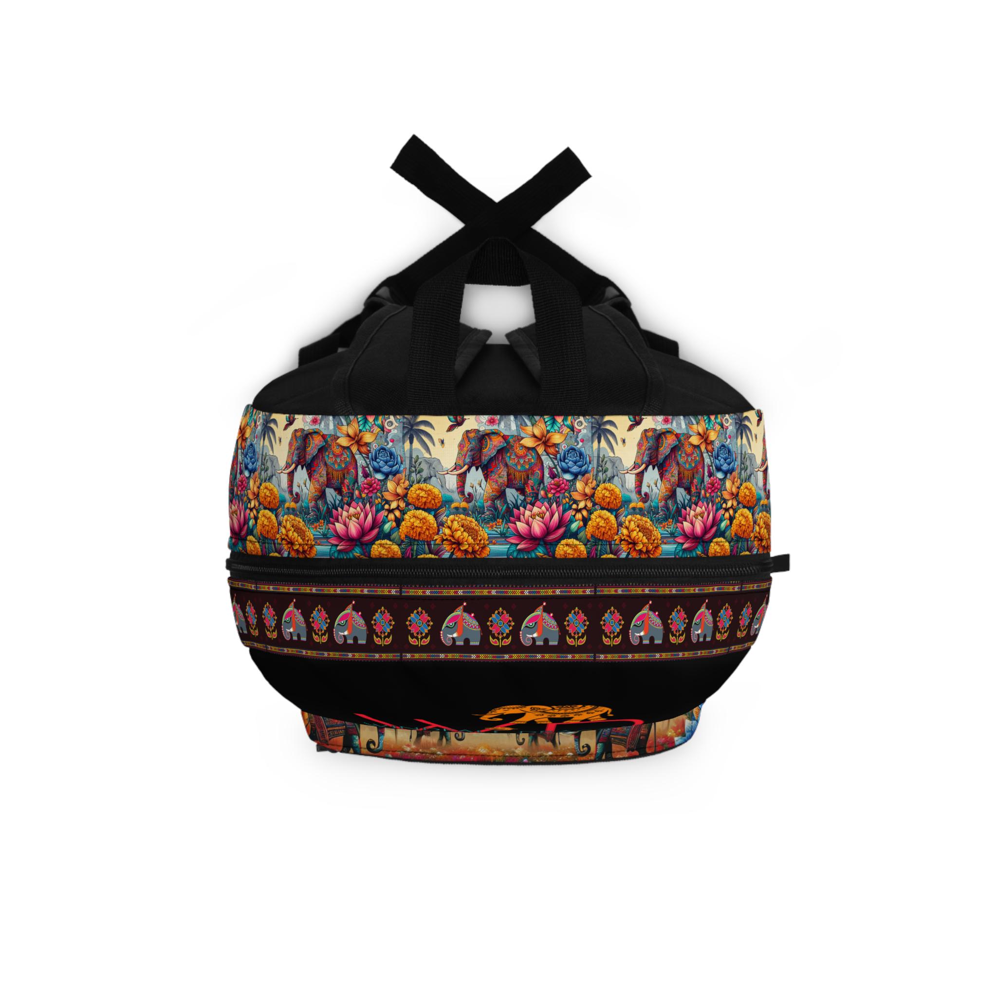Boho Elephant Embroidered Mini Backpack NWT Floral Travel Festival Bag Elephant Floral Backpack: Boho Travel Bookbag - Etsy main image 3