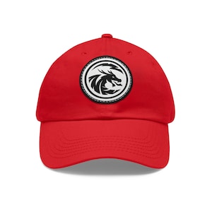 Dragon Dad Hat with Leather Patch, Dad Hat Dragon, Dad Hat Dragons, Unisex Dragon Hats,