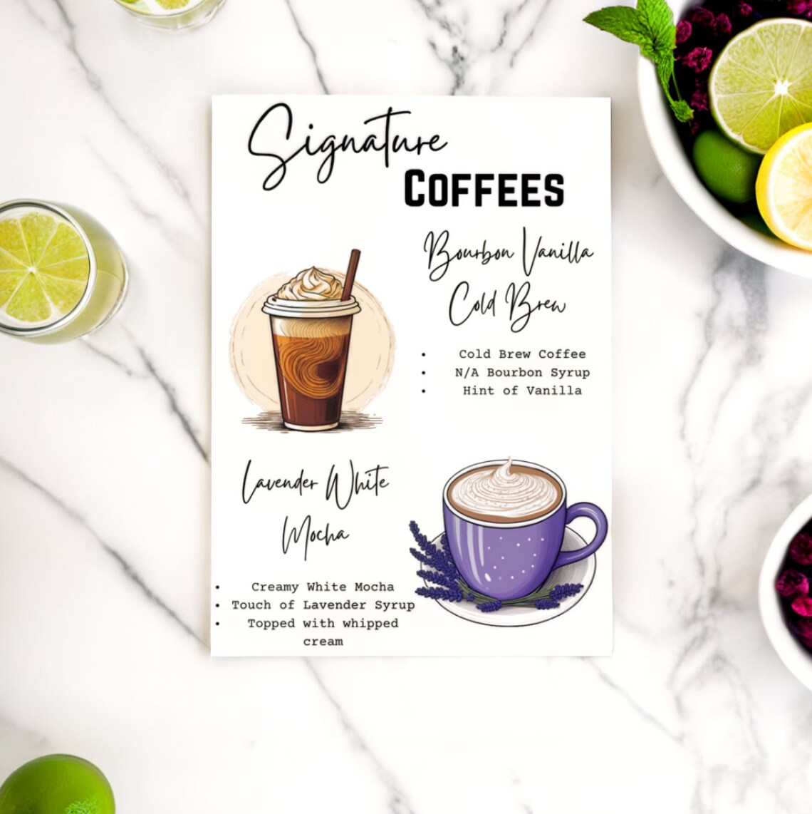 Editable Coffee Bar Menu Template Customizable Coffee Menu for Weddings Editable Coffee Bar Menu Template Customizable Coffee Menu for Weddings
