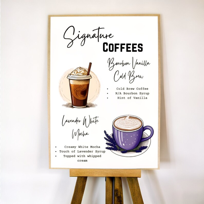 Editable Coffee Bar Menu Template Customizable Coffee Menu for Weddings Editable Coffee Bar Menu Template Customizable Coffee Menu for Weddings