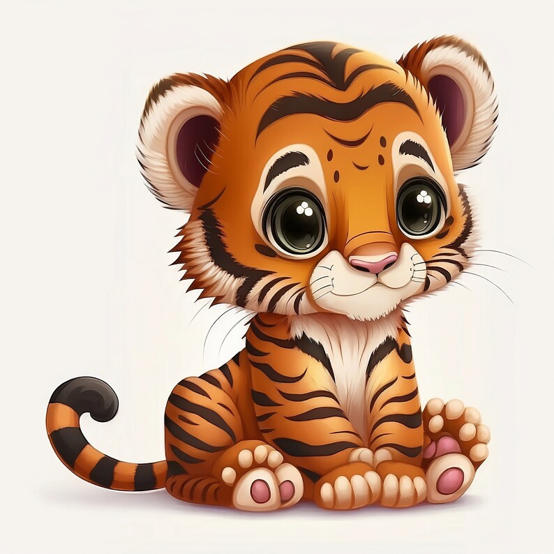 Baby Tiger Wall Art Nursery Wall Decorcartoon Tiger Etsy
