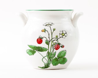 MIDSUMMER IKEA Vintage 1 JAR Wild Strawberry with handles. Pot Vase. Vol:1.2 L/41 Oz Marguerite Walfridson Accenten 1970&#39;s Sweden Very Fine