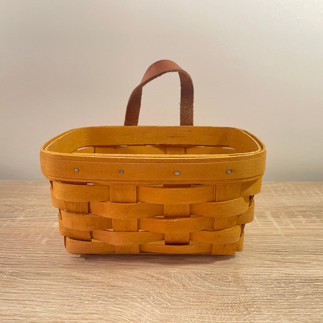 1998 Longaberger Wall Basket With Leather Handle 90s Wall Etsy