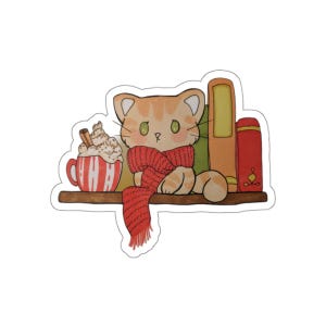 Cozy Cat Die-Cut Stickers | Perfect for Laptop, Water Bottle, Journals, Cute Cat Lovers, Holiday Gifts, Cat-Themed Decor