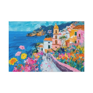 Amalfi Art, Italian Coast Art, Amalfi Coast Wall Art, Colorful Coast Art, Positano Wall Art Italian Impressionist Art Italy Art Abstract Art