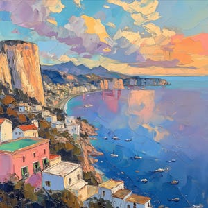 Capri Art, Italian Coast Artwork, Amalfi Coast Wall Art, Colorful Art, Capri Wall Art, Italian Impressionist Art