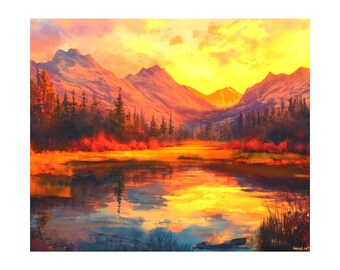 ウッド作　テトンズ川　　ワイオミングの流れ　油絵 ウッド作 テトンズ川 ワイオミングの流れ 油絵 ウッド作