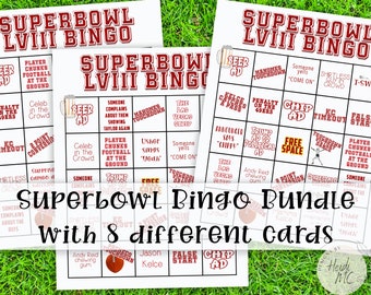 Superbowl Party Bingo with 8 Cards - Printable