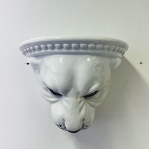White Panther Ceramic Wall Shelf