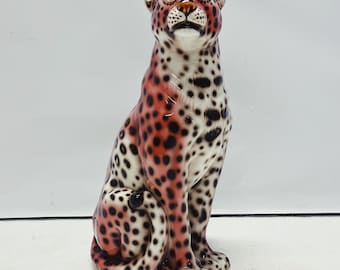 Vintage Ceramic Leopard | Giovanni Ronzan Lenci School, Italian