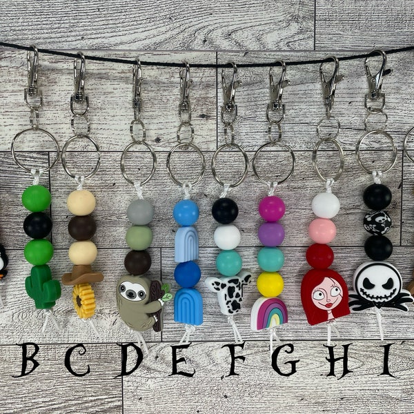 Fun keychain, Cute Keychain, Backpack Lanyard, Baby Bag Or Luggage Tag, Silicone Bead Keychain, Purse Charm, Diaper Bag Charm, Gifts