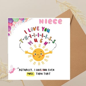 Nichte Geburtstagskarte, Nichte ich liebe dich so viel Karte, Karte für Nichte, ich liebe dich, wir lieben dich, Familienkarte, Mädchenkarte