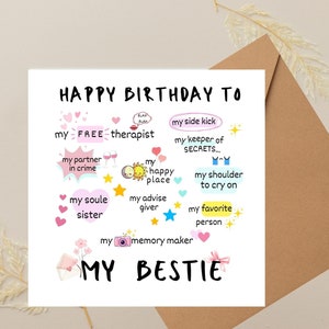 My Bestie Geburtstagskarte, lustige Geburtstagskarte, personalisierte Karte My Soul Sister, My Happy Place, My Partner In Crime, Geschenk für BFF, beste Freunde