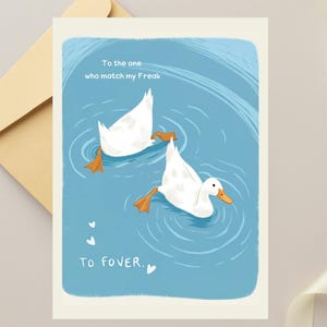 Patos para siempre, amistad y amor, día de San Valentín, tarjeta de aniversario, tarjeta romántica, pareja divertida para siempre, tarjeta divertida de San Valentín, amigos