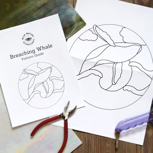 Breaching Whale Stained Glass Suncatcher / Window Pattern - PDF Digital Download w/ Commercial License - Sea, Ocean, Nautical, Beach Theme