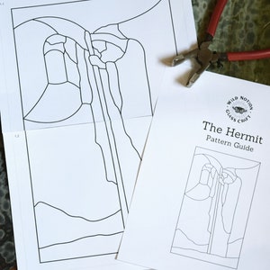 The Hermit Stained Glass Pattern - Digital PDF Download with COMMERCIAL LICENSE - Tarot Art, Major Arcana, Goth, Witchy, Glass Project