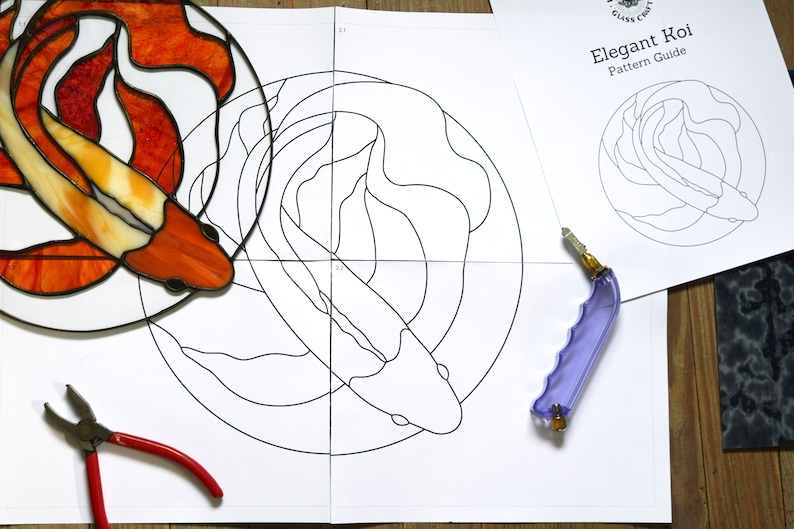 Elegant Koi Stained Glass Pattern PDF Digital Download W/ - Etsy