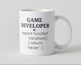 Taza divertida para desarrolladores de videojuegos: código de vacaciones, regalo para programadores