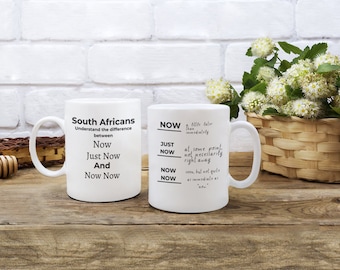 Taza con jerga horaria sudafricana - Regalo de viaje divertido