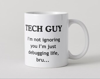 Taza sudafricana divertida: Depurando la vida, Bru - Regalo tecnológico