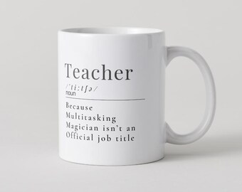 Taza de café divertida para profesores: regalo ideal para educadores. Taza con humor de mago multitarea. Un detalle perfecto para agradecer al personal escolar o como regalo de Navidad para el aula.