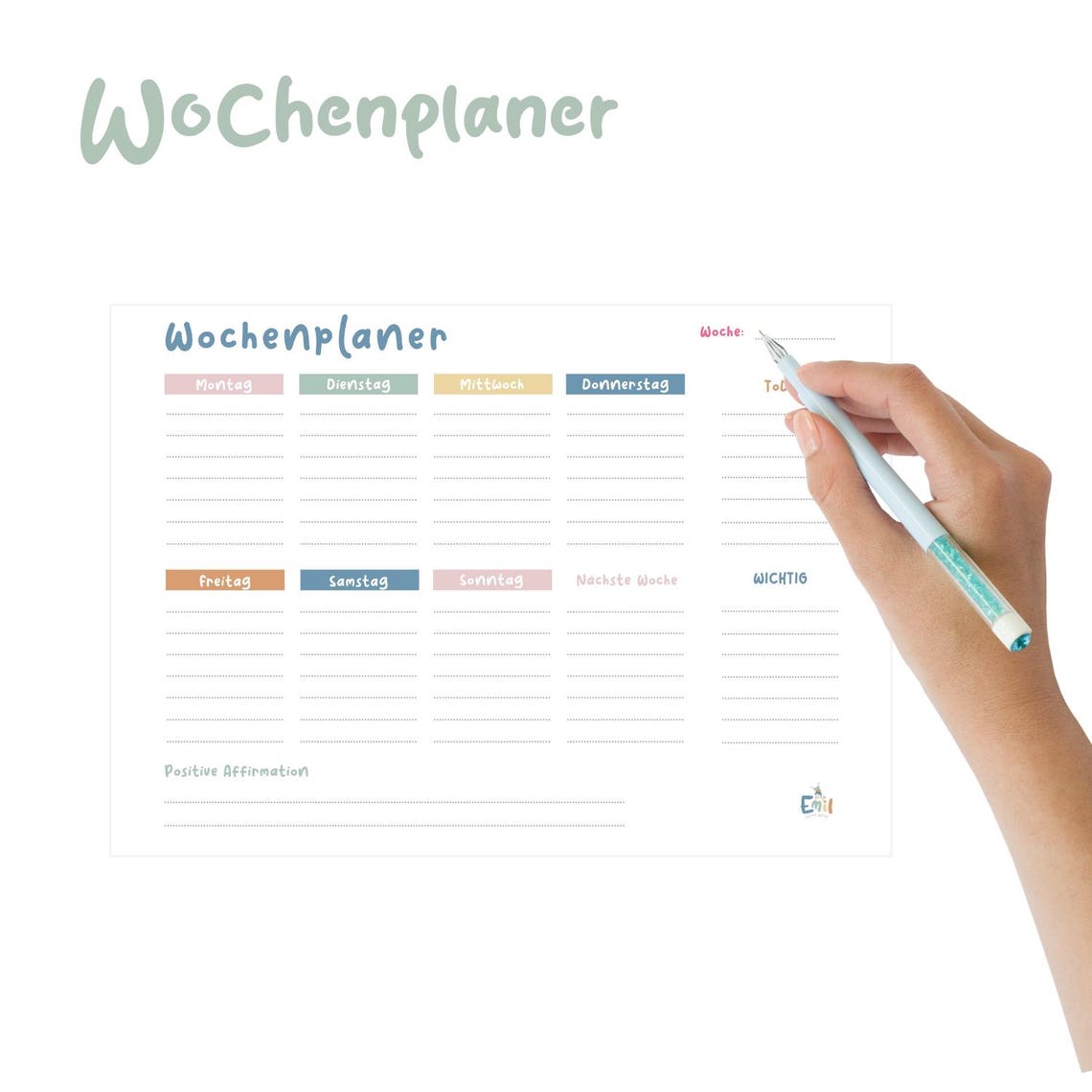 Wochenplaner A4 - Notizblock - Büro - TO DO Liste - Stundenplan - Wochenplan - Meal Planner